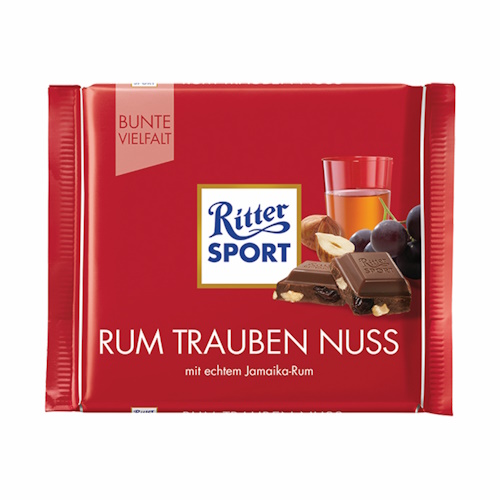 Ritter Sport Rum Hazelnut And Raisin Chocolate Bar